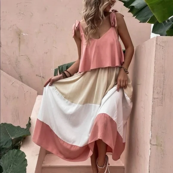 Bohemian Color Block Maxi Dress - Picture 2 of 12